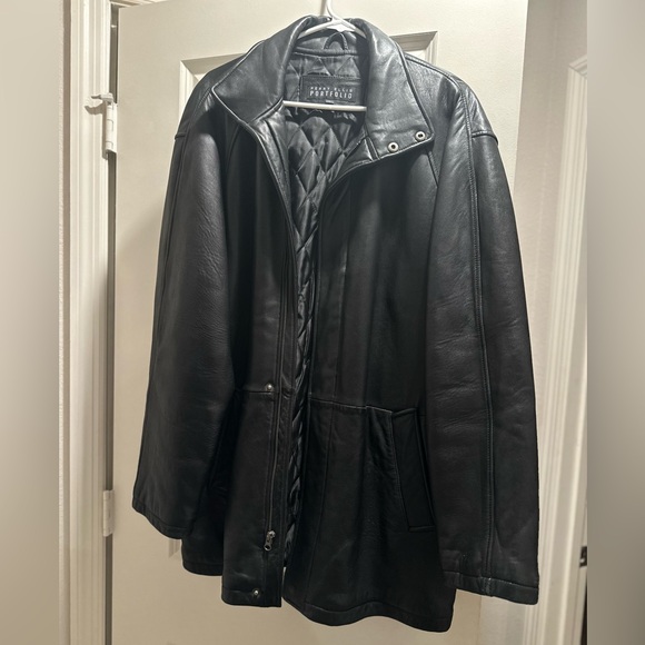 Perry Ellis Portfolio Vintage genuine leather jacket Men size L - Picture 8 of 10